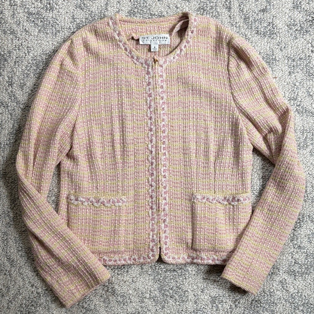 St. John Pastel Pink Tweed Blazer